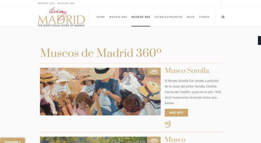 Web de Living Madrid (Museos 360º)